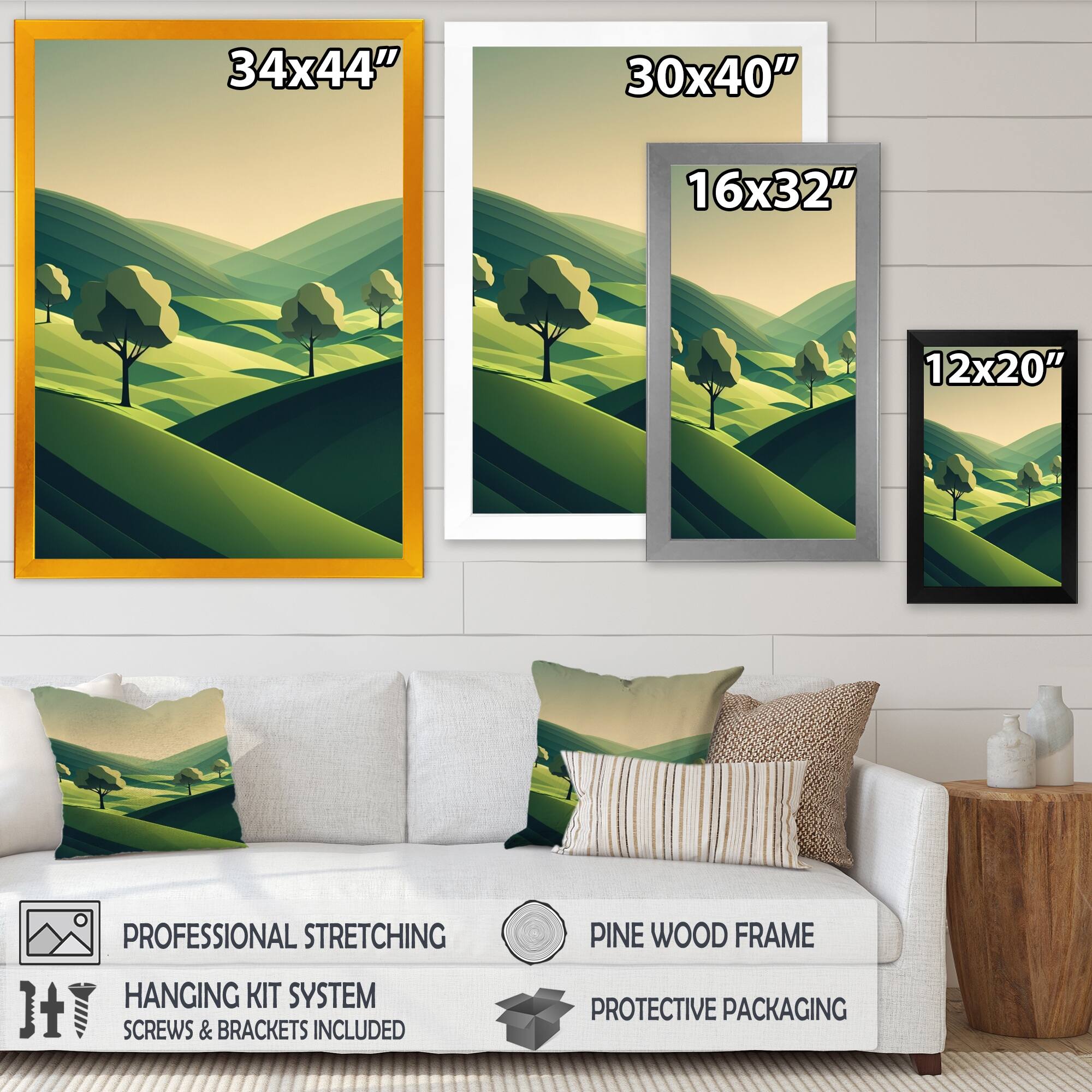 Designart "Spring Trees On The Green Mountains II" Landscape Mountains